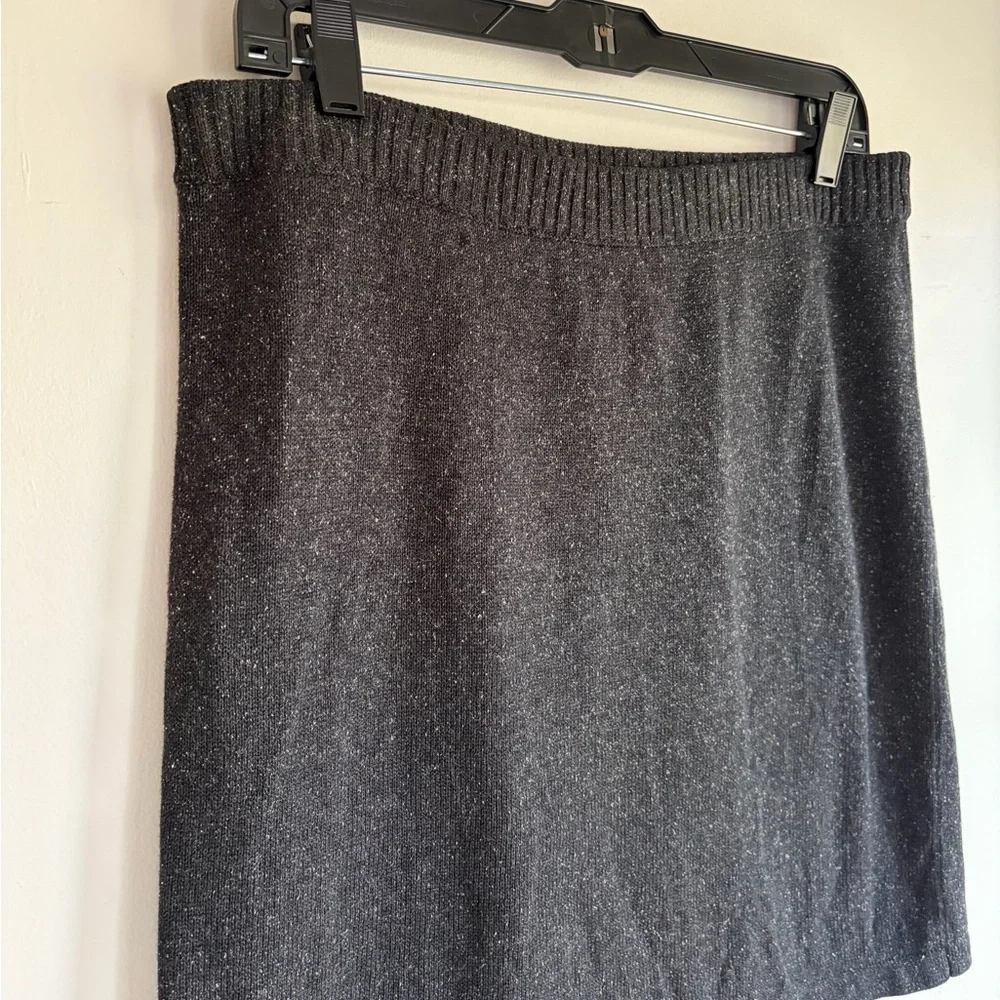 J. Jill Charcoal Gray Silk Cotton Blend Knit Sweater Skirt Size S Petite